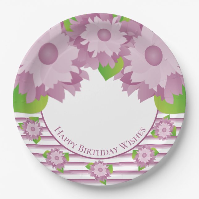 Prato De Papel Plum Purple E Mauve Floral (Frente)