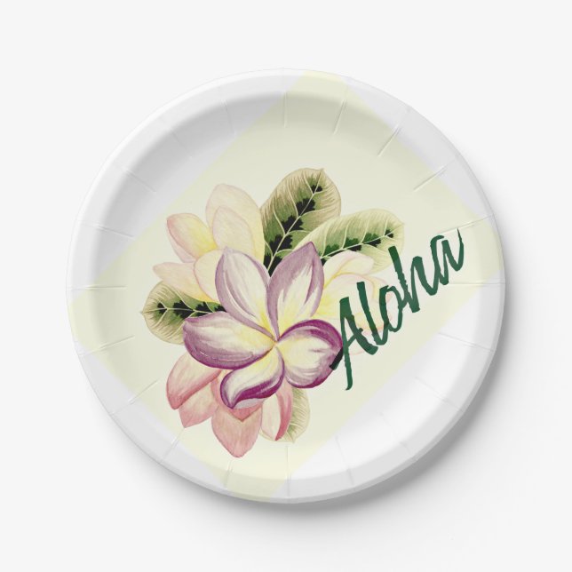 Prato De Papel Plumeria Aloha (Frente)