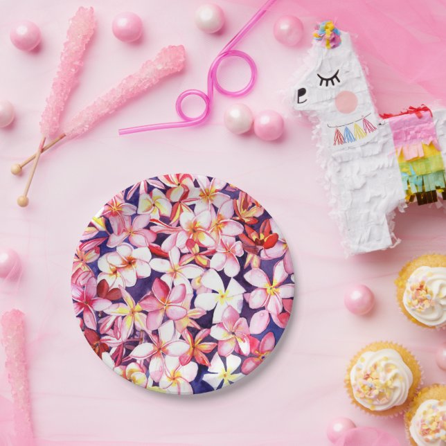 Prato De Papel Plumeria Flutuante (Festa)