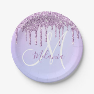 Prato De Papel Pó de Lavanda Roxo Metálico Personalizado