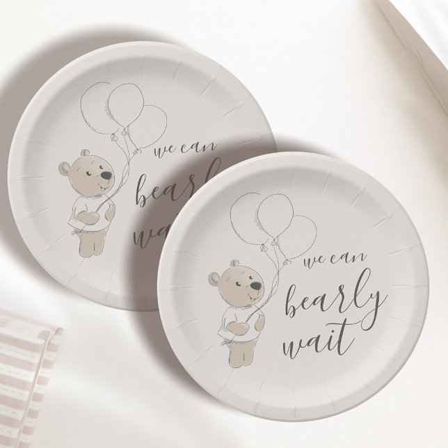 Prato De Papel Podemos Esperar. | Chá de fraldas do Urso de Teddy (Criador carregado)
