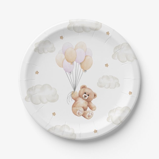 Prato De Papel Podemos Esperar Chá de fraldas Rosa (Frente)