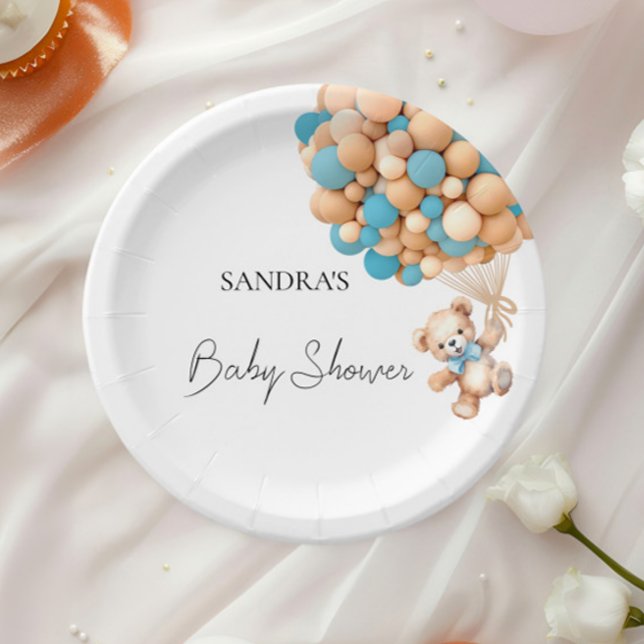 Prato De Papel Podemos Esperar O Balão Azul Do Urso De Teddy (Criador carregado)