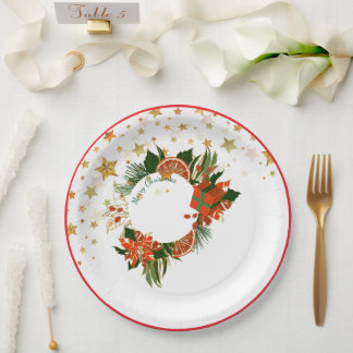 Prato De Papel Poinsetta de Natal & Folhagens