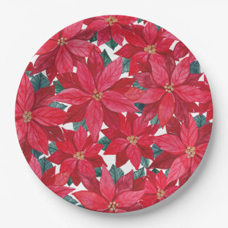 Prato De Papel Poinsettias Abrigos De Inverno Round Pouf