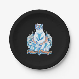 Prato De Papel Polar Plunge Ice Jump Engraçado Urso Polar Engraça
