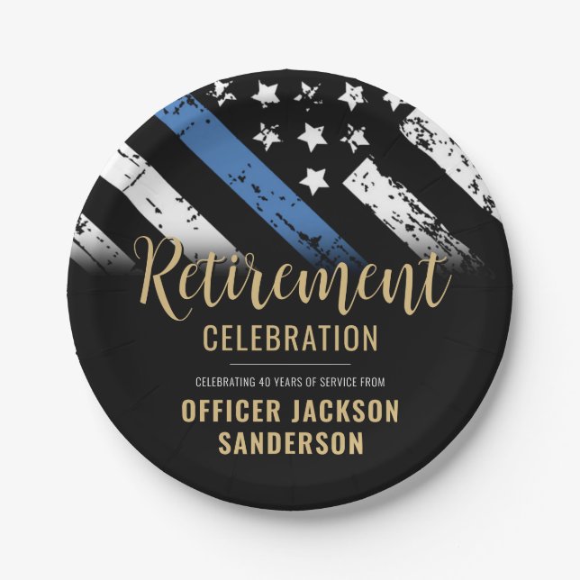 Prato De Papel Polícia de Linha Azul Fino da Polícia (Frente)