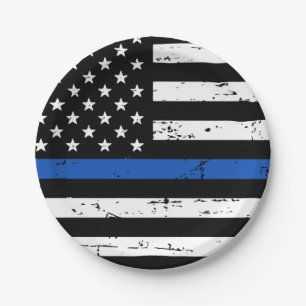 Prato De Papel Polícia fina  de polícia linha azul
