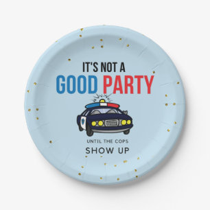 Prato De Papel Policiais azuis e vermelhos grisalhos aparecem em