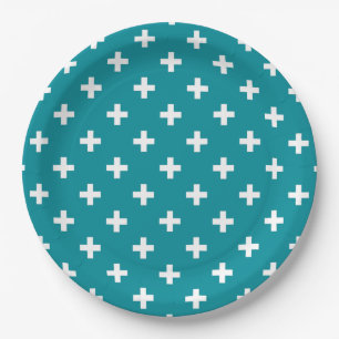 Prato De Papel Polka branca cruza-se em chá
