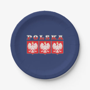 Prato De Papel Polska Eagle Flag Shields