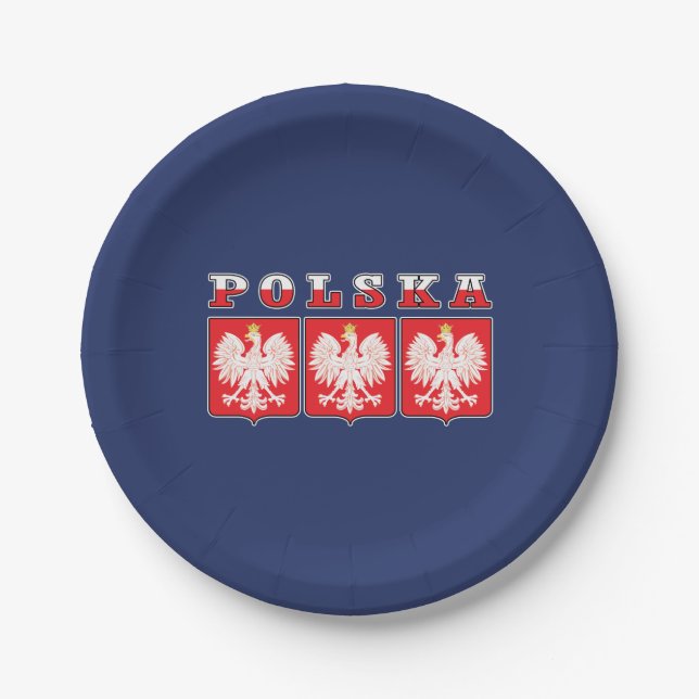 Prato De Papel Polska Eagle Flag Shields (Frente)