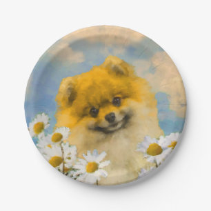 Prato De Papel Pomerânia em Pintura de Dísias - Arte de Cachorr