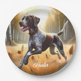 Prato De Papel Ponteiro alemão Shorthair em execução