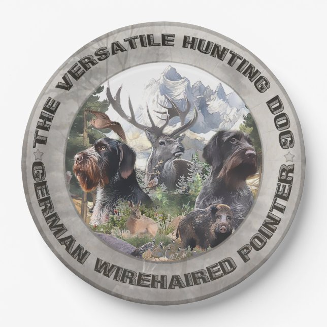 Prato De Papel Ponteiro alemão Wirehaired (Frente)