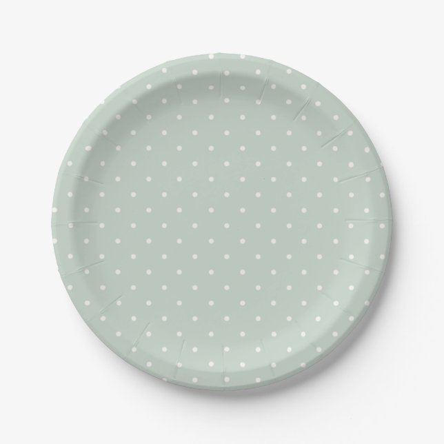 Prato De Papel Pontinhos de Primavera Micro | Sage Suave (Frente)