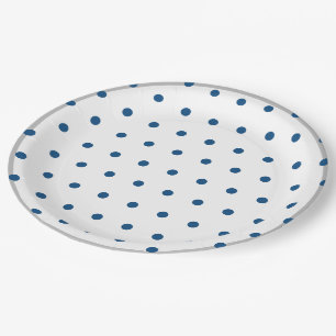 Prato De Papel Pontos Azuis Azure Prata Branco