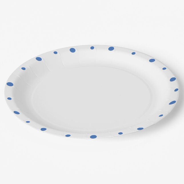 Prato De Papel Pontos Azuis Azureos Branco  (Inclinado)