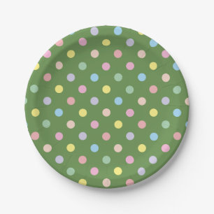 Prato De Papel Pontos de Bolinhas Pastéis Macios Verde