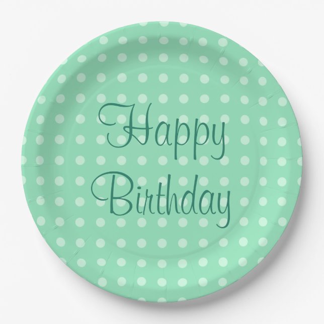 Prato De Papel Pontos de Texto Feliz Aniversário Rústico Polca Ve (Frente)