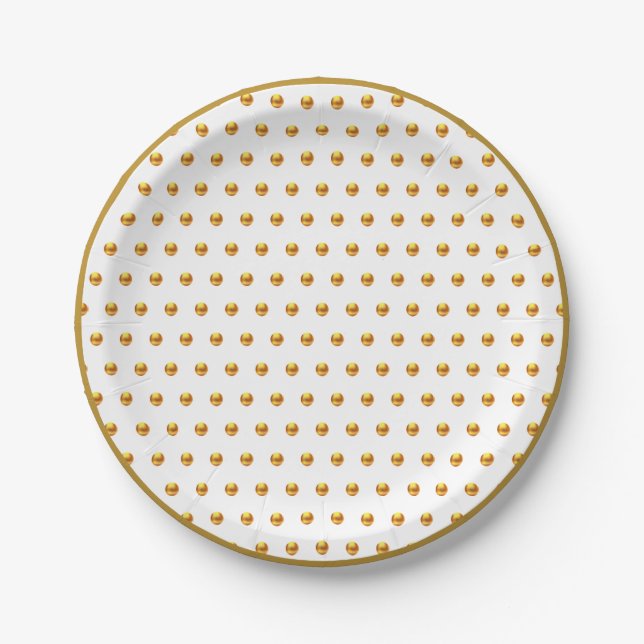 Prato De Papel Pontos Elegantes de Ouro (Frente)