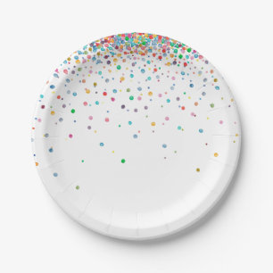 Prato De Papel Pontos felizes dos confetes