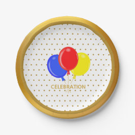 Prato De Papel Pontos ouros e Balões