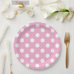 Prato De Papel Pontos Polka Brancos E Rosas