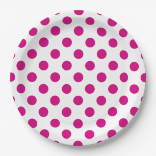 Prato De Papel Pontos polka fúcsia