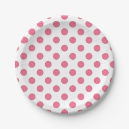 Prato De Papel Pontos polka rosa e branco