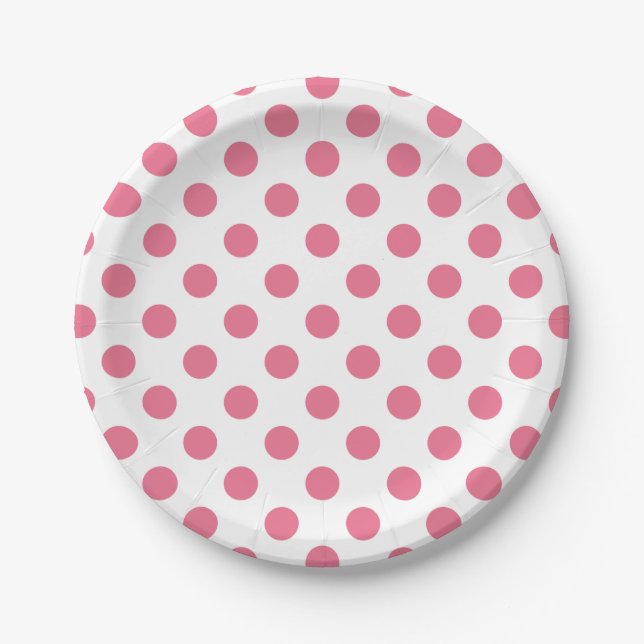Prato De Papel Pontos polka rosa e branco (Frente)