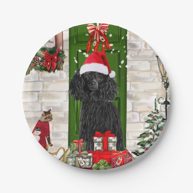 Prato De Papel Poodle Christmas (Frente)