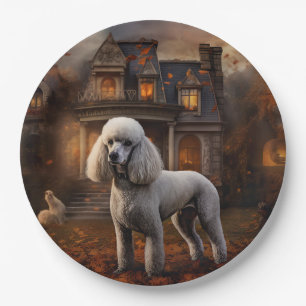 Prato De Papel Poodle Halloween Assustador