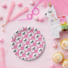 Prato De Papel Poodle Pattern Cute Pink
