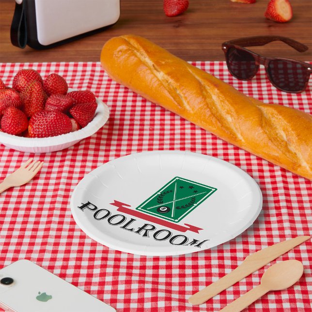 Prato De Papel Poolroom Billiards Classic 8 Ball (Criador carregado)