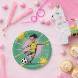 Prato De Papel Pop Art Quic Girls Festa de aniversário de futebol