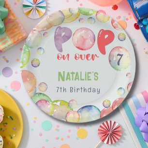 Prato De Papel Pop! Criança de aniversário de bolhas de sabão