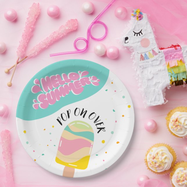 Prato De Papel Pop sobre Festa de aniversário (Festa)