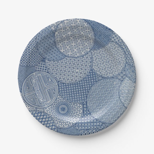 Prato De Papel Porcelana branca azul-antiga, real 1877 (Frente)