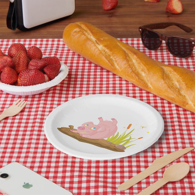 Prato De Papel Porco em Fazenda Engraçado de Lama (Criador carregado)