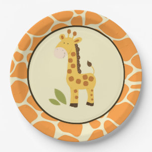 Prato De Papel Portátil Giraffe Laranja/Partiware Selva
