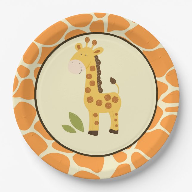Prato De Papel Portátil Giraffe Laranja/Partiware Selva (Frente)