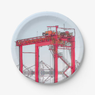 Prato De Papel Porto industrial de Harbour Port Crane Sketch