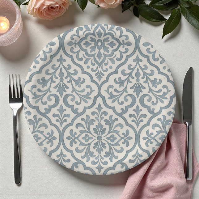 Prato De Papel Positano Blue e Amarelo marroquino Árabe (Criador carregado)