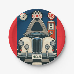 Prato De Papel Posto de Gasolina Clássico Carro Antigo Retro