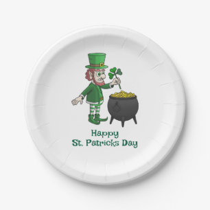 Prato De Papel Pote de ouro do Leprechaun para o Dia de São Patrí