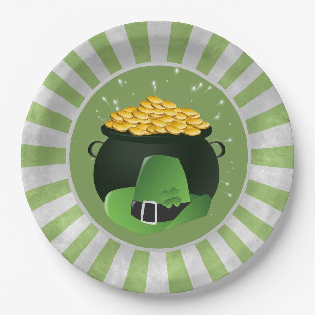 Prato De Papel Pote o' Dourado Leprechaun Hat (Frente)