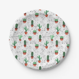 Prato De Papel Potes Verdes Terracotta Cactus Patterno
