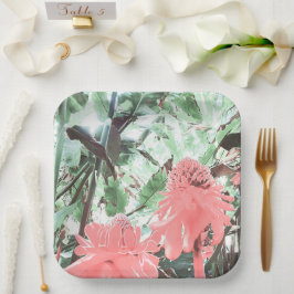 Prato De Papel Praça Tropical de Casamento do Jardim de Pêssego