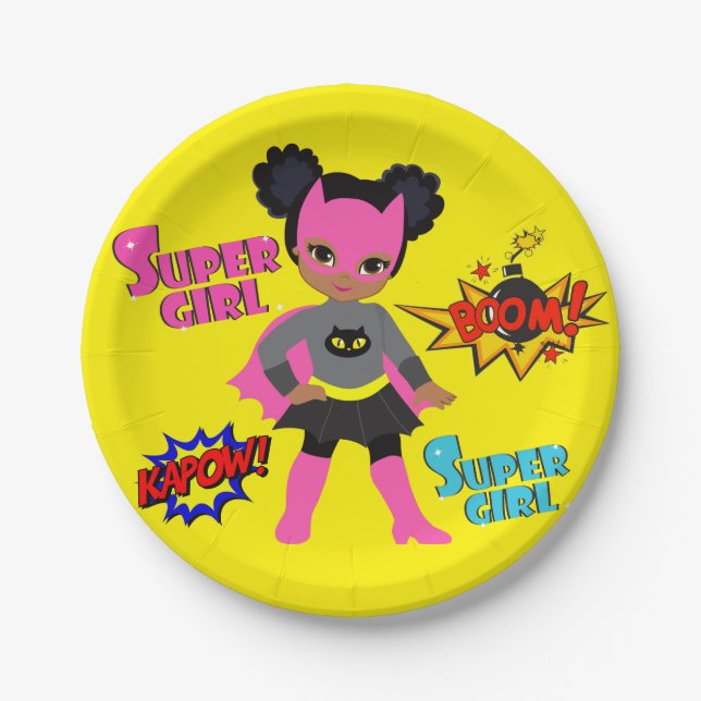 Prato De Papel Prados de Super Heróis Negros (Frente)